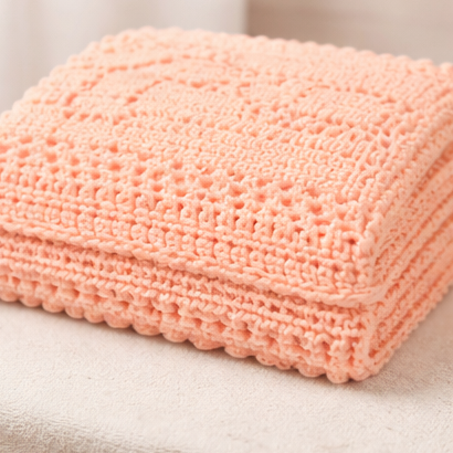 Handmade Crochet Baby Blanket – Love You to the Moon and Back | Peach Nursery Blanket | 46 x 35.5 in