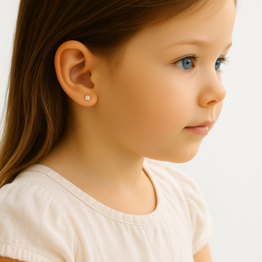 10K Solid Gold Children’s CZ Stud Earrings – Petite Sparkle