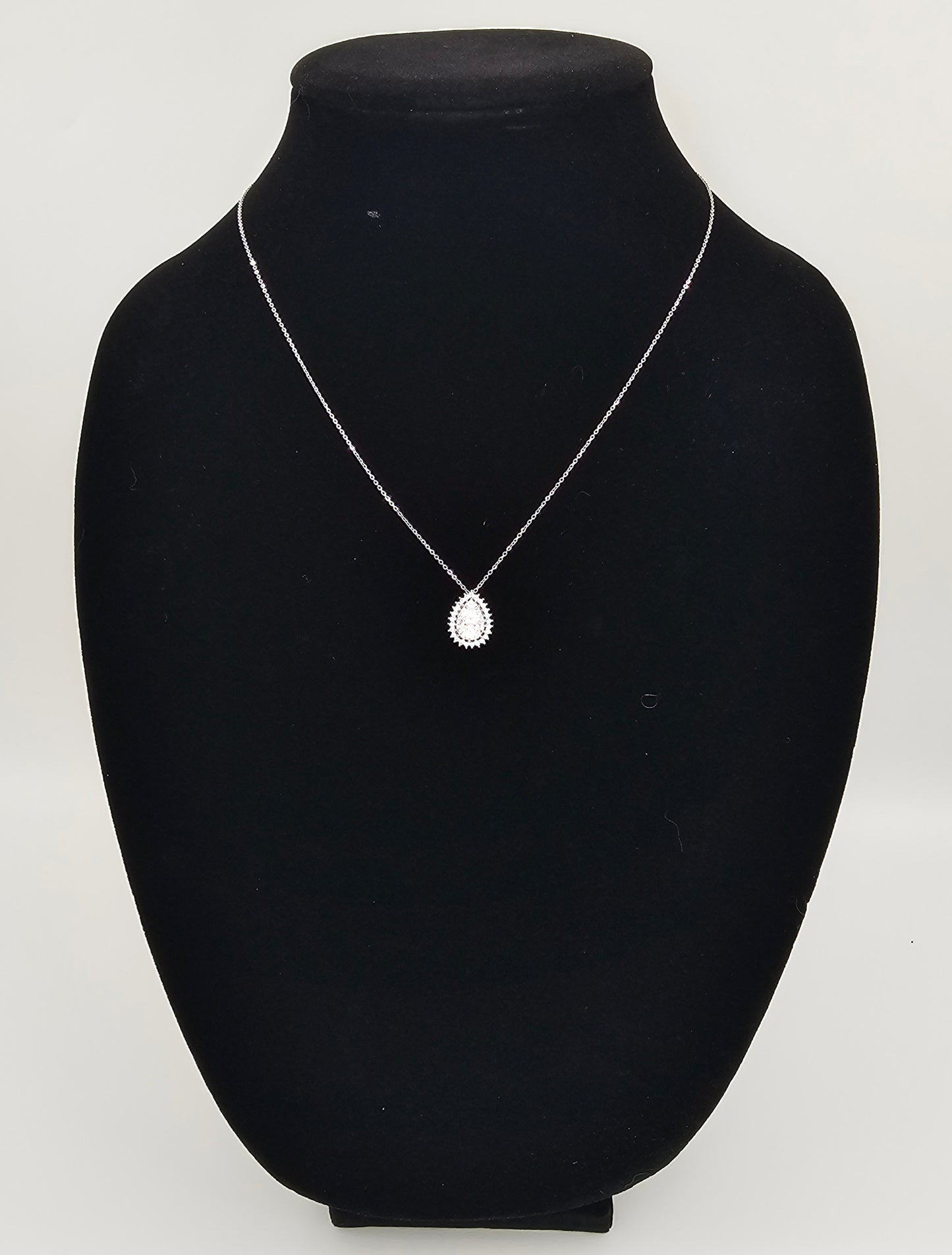 Sterling Silver Moissanite Teardrop Pendant Necklace | .925 Fine Jewelry