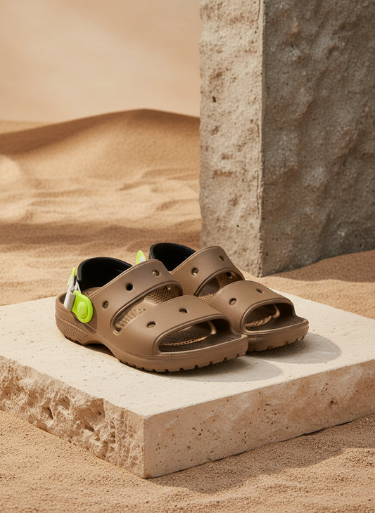 Crocs Classic All-Terrain Sandal K – Kids’ Size J1 | Tan/Neon