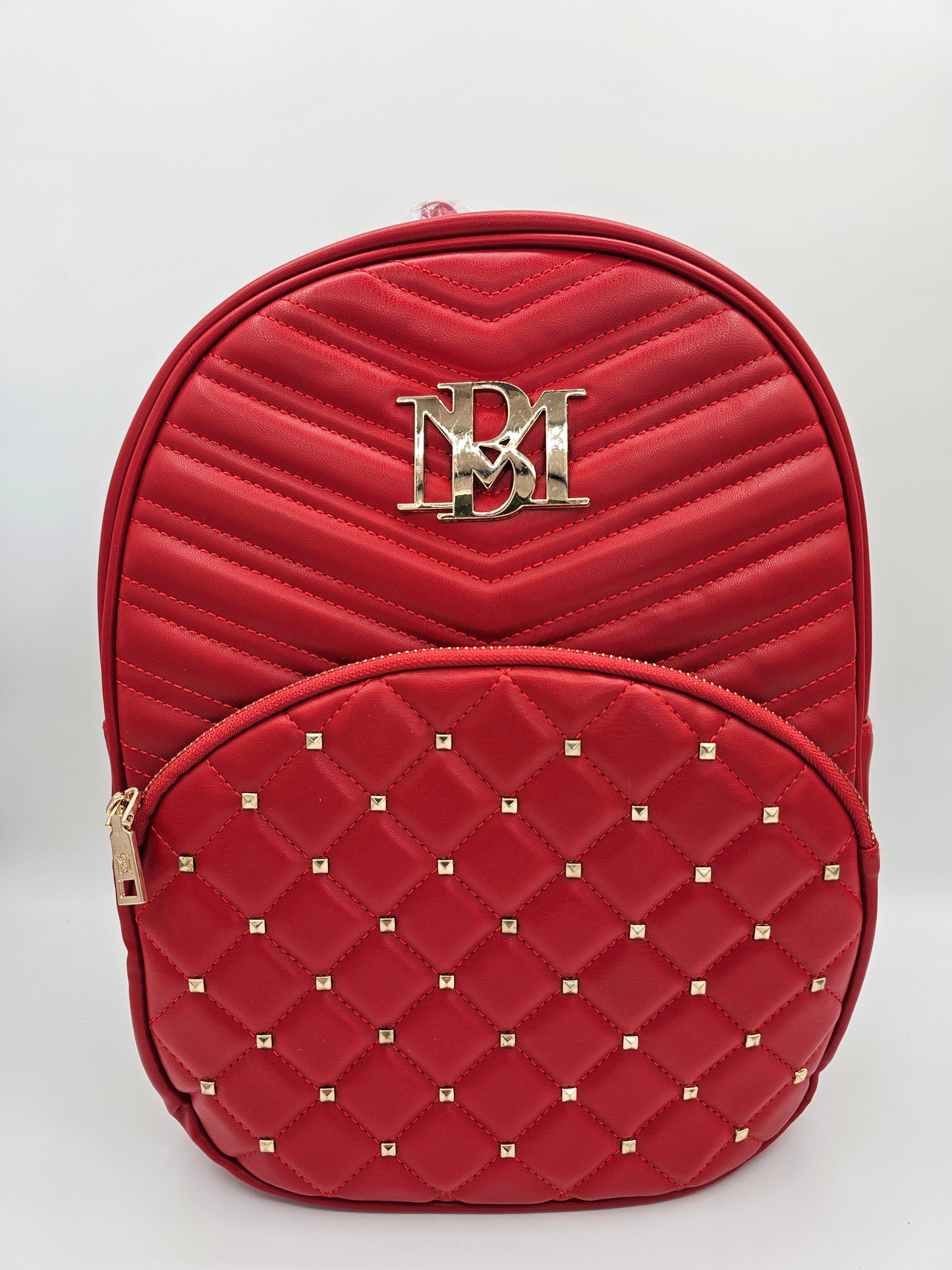 Badgley Mischka Red Quilted Studded Backpack – Vegan Leather