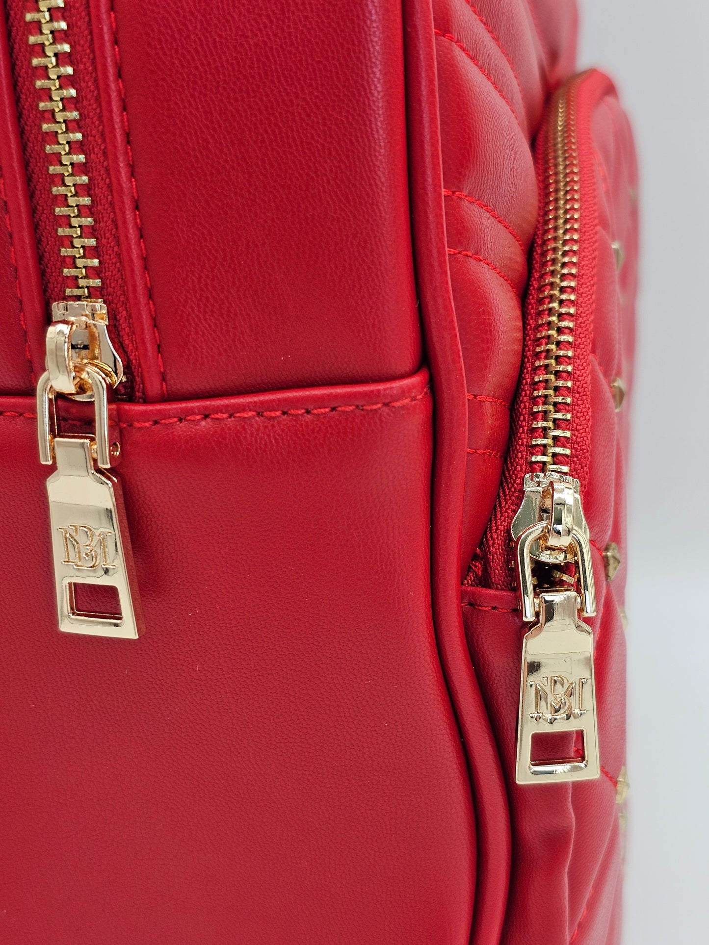 Badgley Mischka Red Quilted Studded Backpack – Vegan Leather