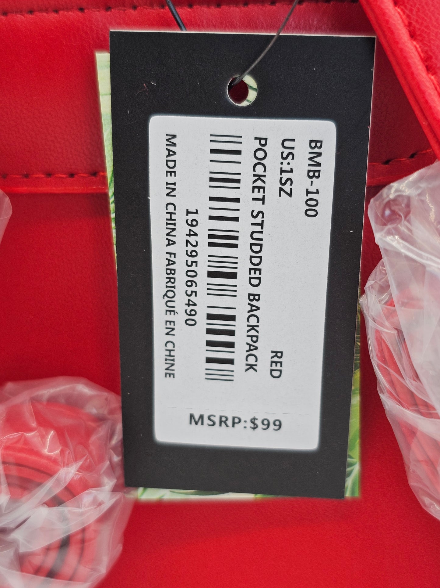 Badgley Mischka Red Quilted Studded Backpack – Vegan Leather