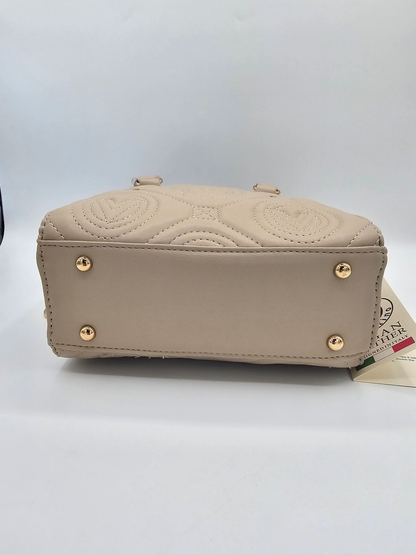 Valentino Orlandi Quilted Vegan Leather Handbag – Light Taupe | Gold Hardware | Style V-2013