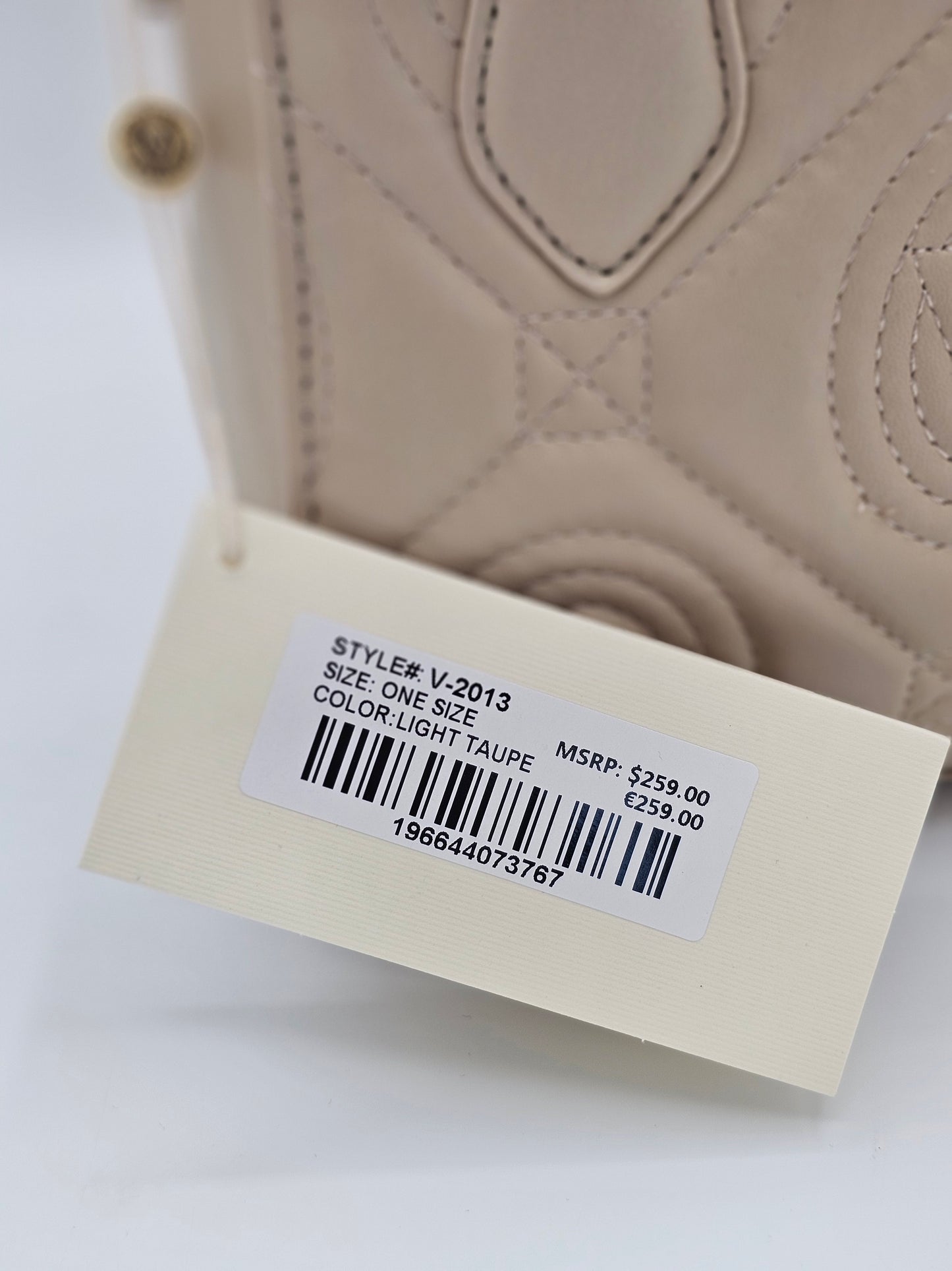 Valentino Orlandi Quilted Vegan Leather Handbag – Light Taupe | Gold Hardware | Style V-2013