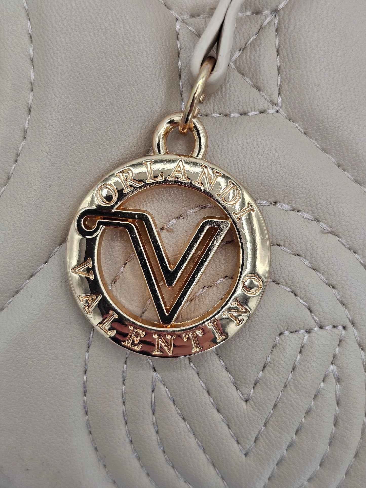 Valentino Orlandi Quilted Vegan Leather Handbag – Light Taupe | Gold Hardware | Style V-2013