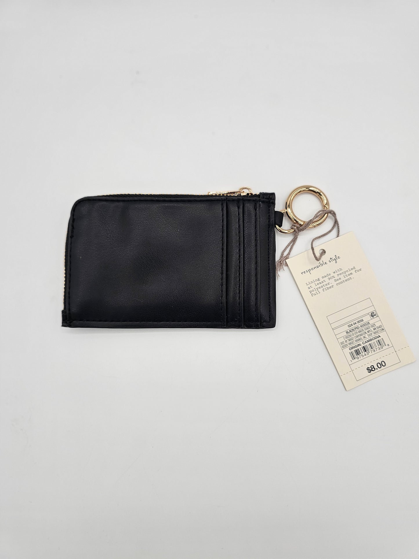 A New Day Black Card Holder Wallet with Zipper & Key Ring