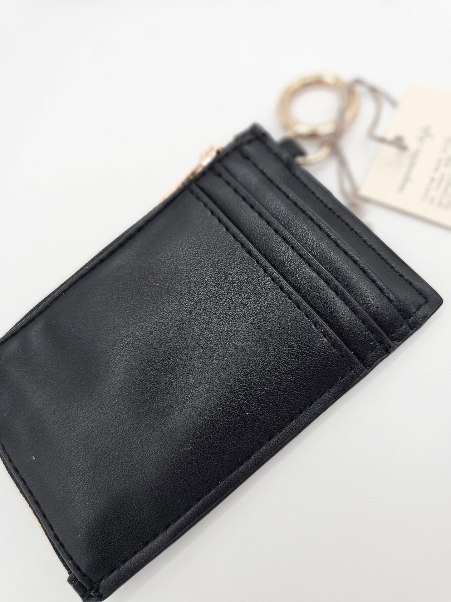 A New Day Black Card Holder Wallet with Zipper & Key Ring