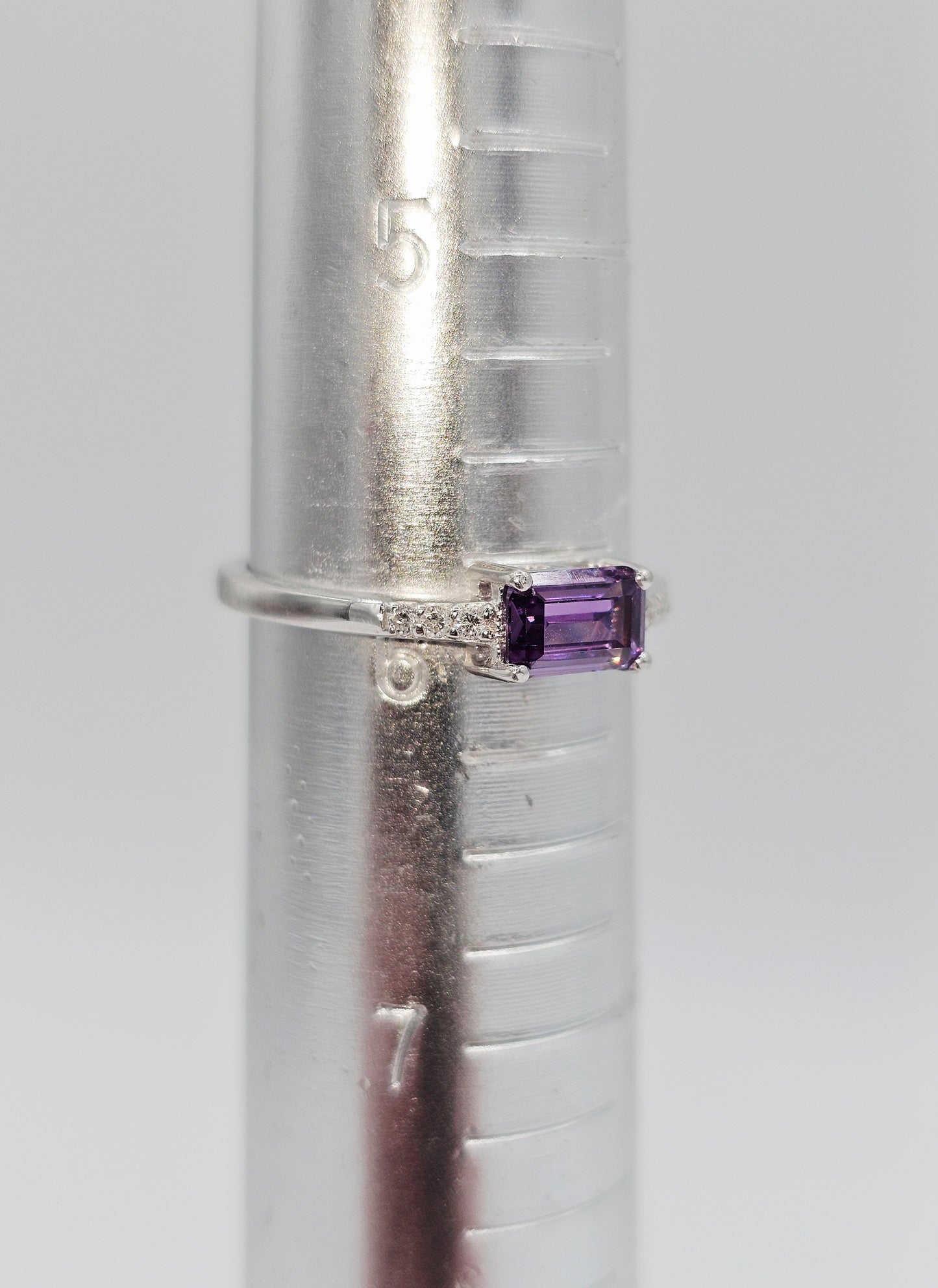 Lab Sapphire & Diamond Accent Ring | Sterling Silver | Size 6