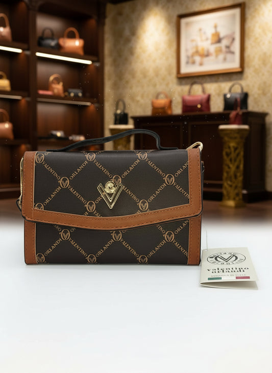 Valentino Orlandi Brown Monogram Crossbody Bagp