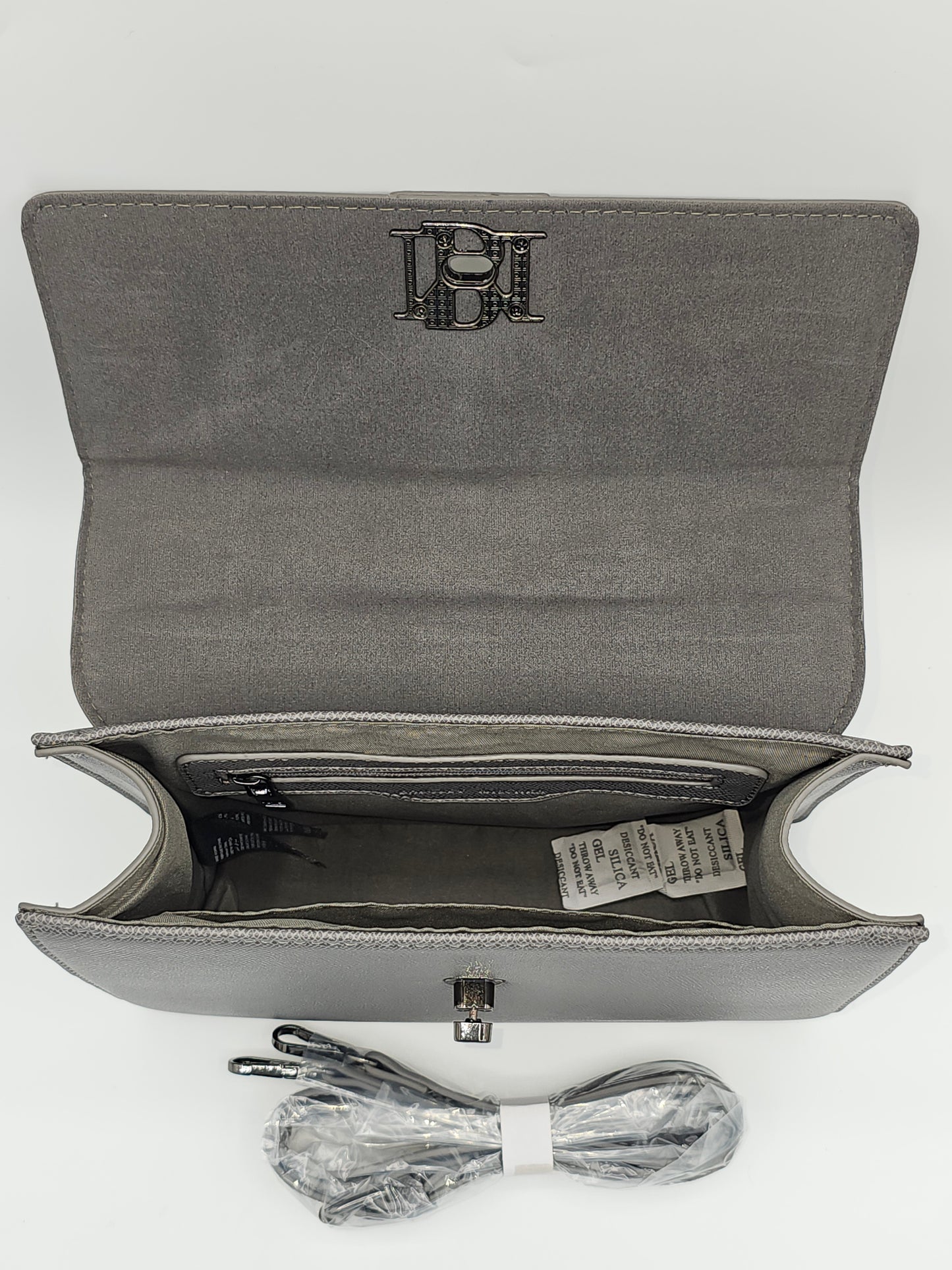 Badgley Mischka Grey Vegan Leather Studded Satchel