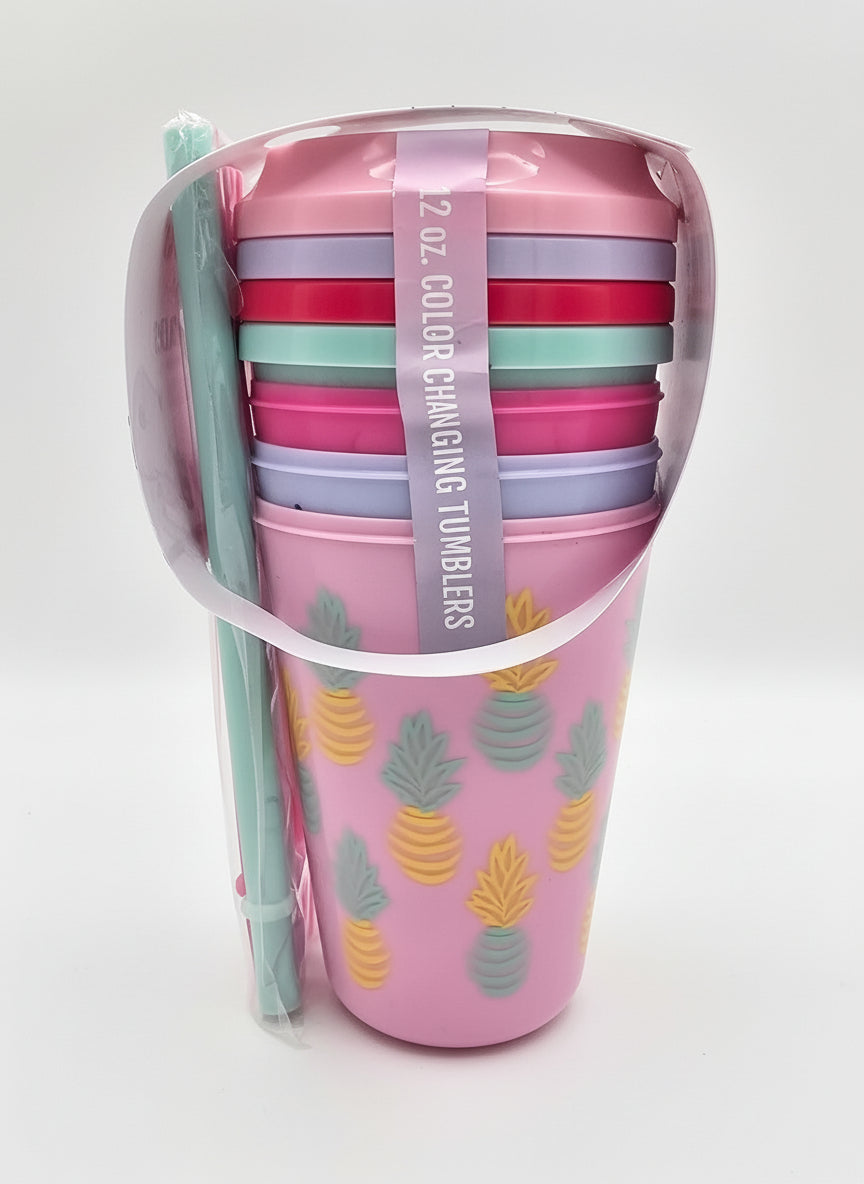 Ello Color Changing Tumblers — 4-Pack (12 oz) | Cups + Lids + Straws | BPA-Free