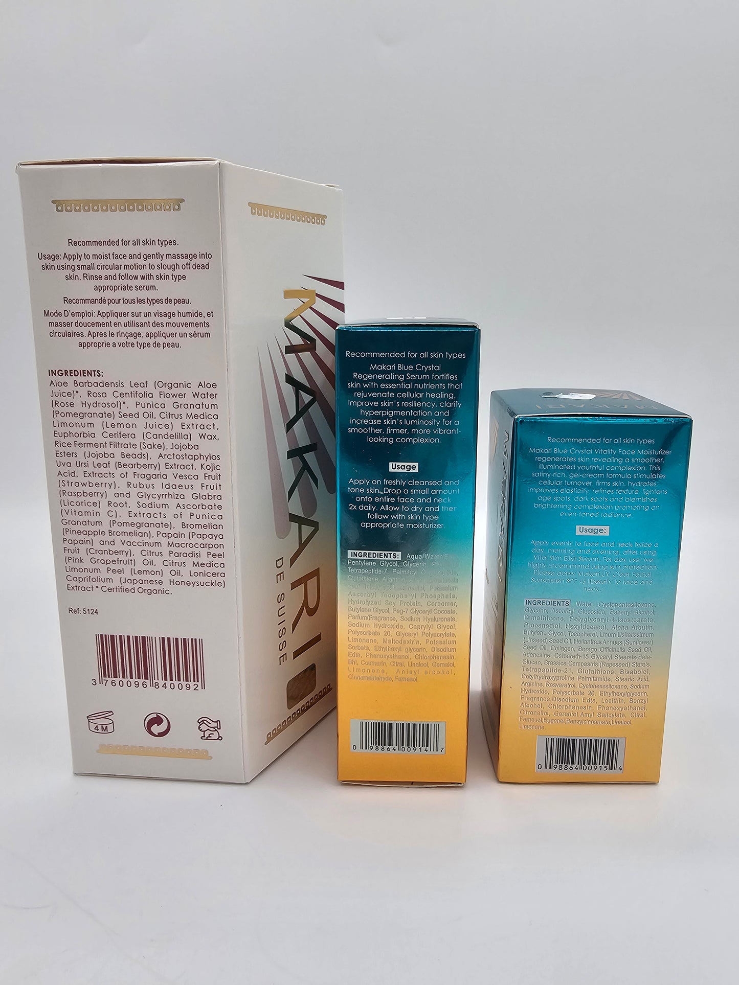 Makari Glow Bundle – Exfoliating Scrub + Serum + Hydrating Visage (3-Piece Set)