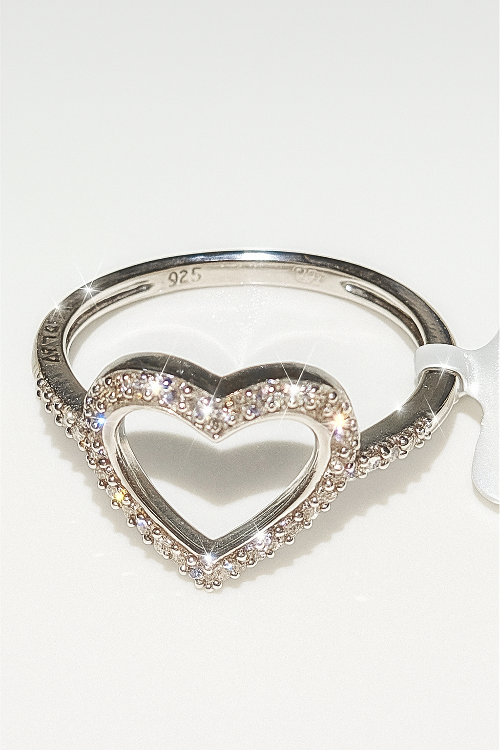 Sterling Silver Open Heart Diamond Ring (0.10 CTW) - Forever Love