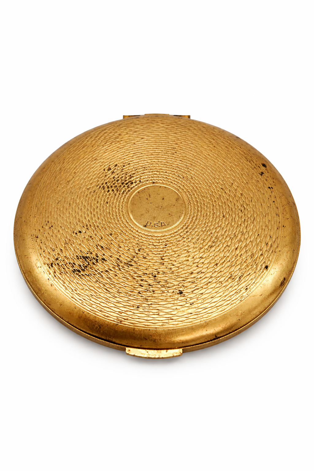 Elgin American Vintage Gold Floral Compact – 1940s Powder Compact w/ Mirror, Puff & Original Powder