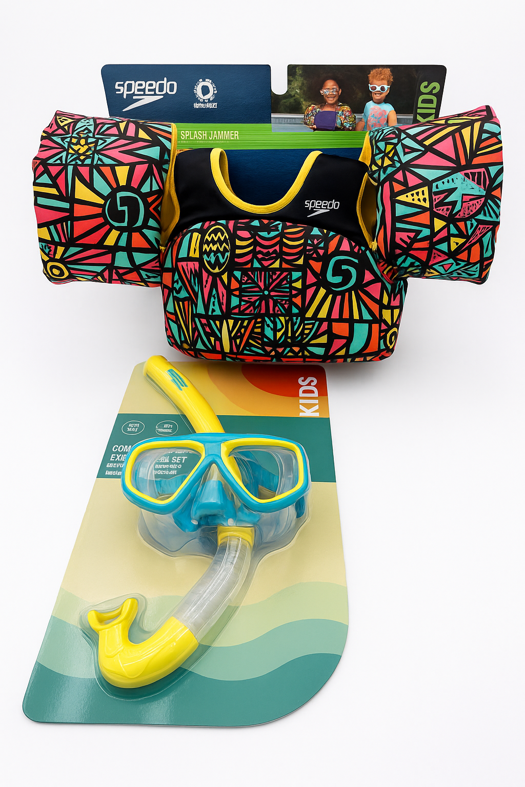 Kids Swim Safety Bundle — Speedo Splash Jammer + Snorkel Set (Ages 3–8)