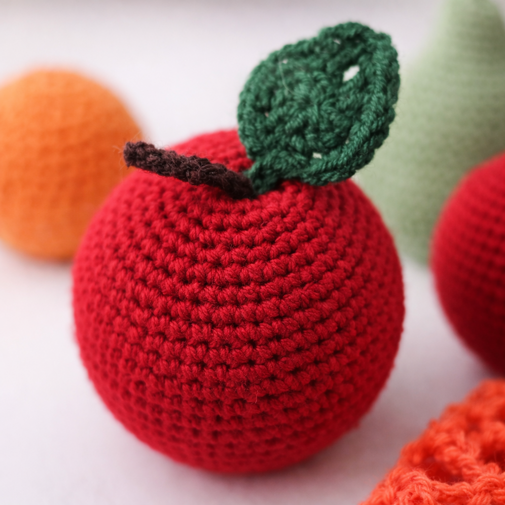 Handmade Crochet Play Food Set with Market Bag – Amigurumi Grocery Toy Set