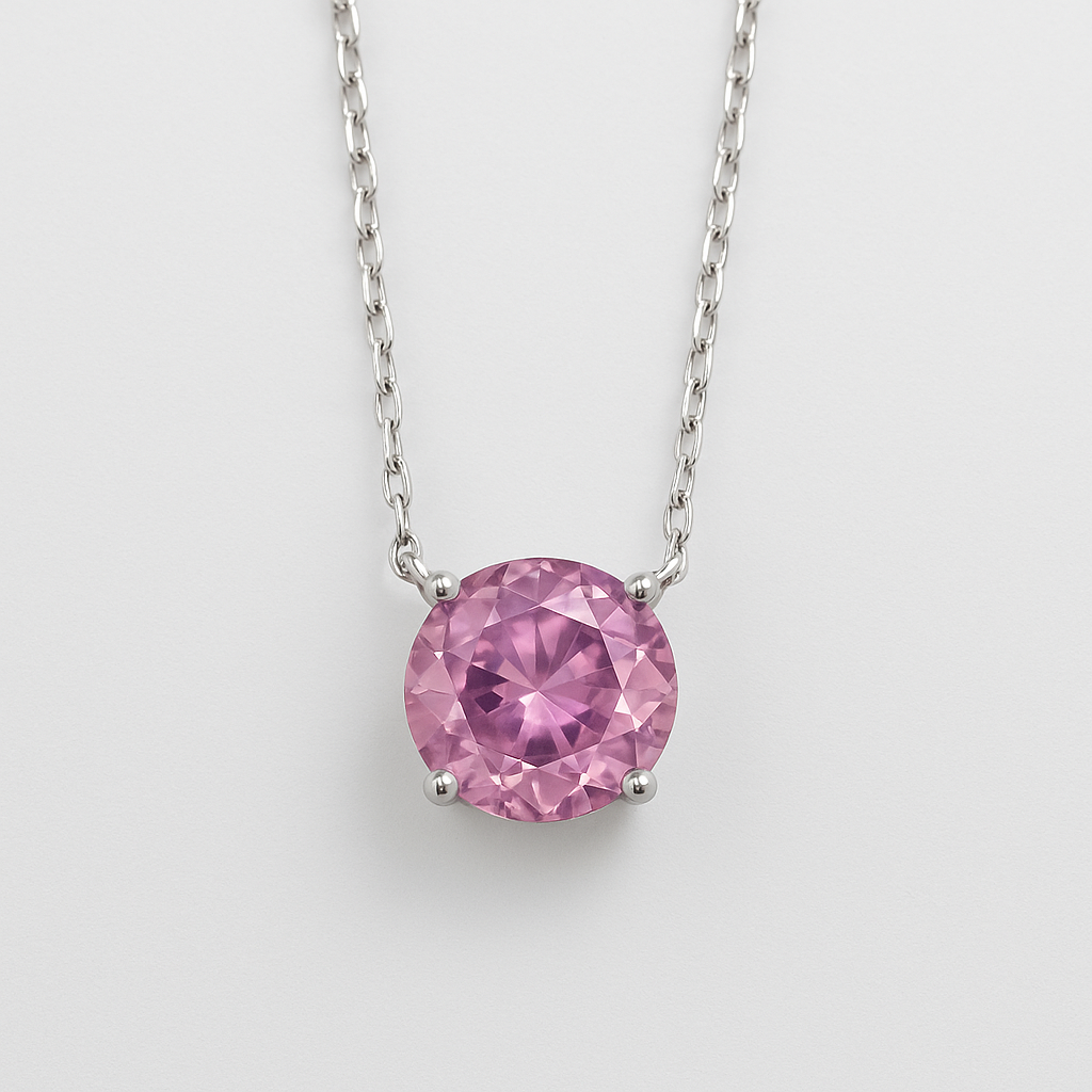 Pink Sapphire CZ & Sterling Silver Necklace | .925 Fine Jewelry