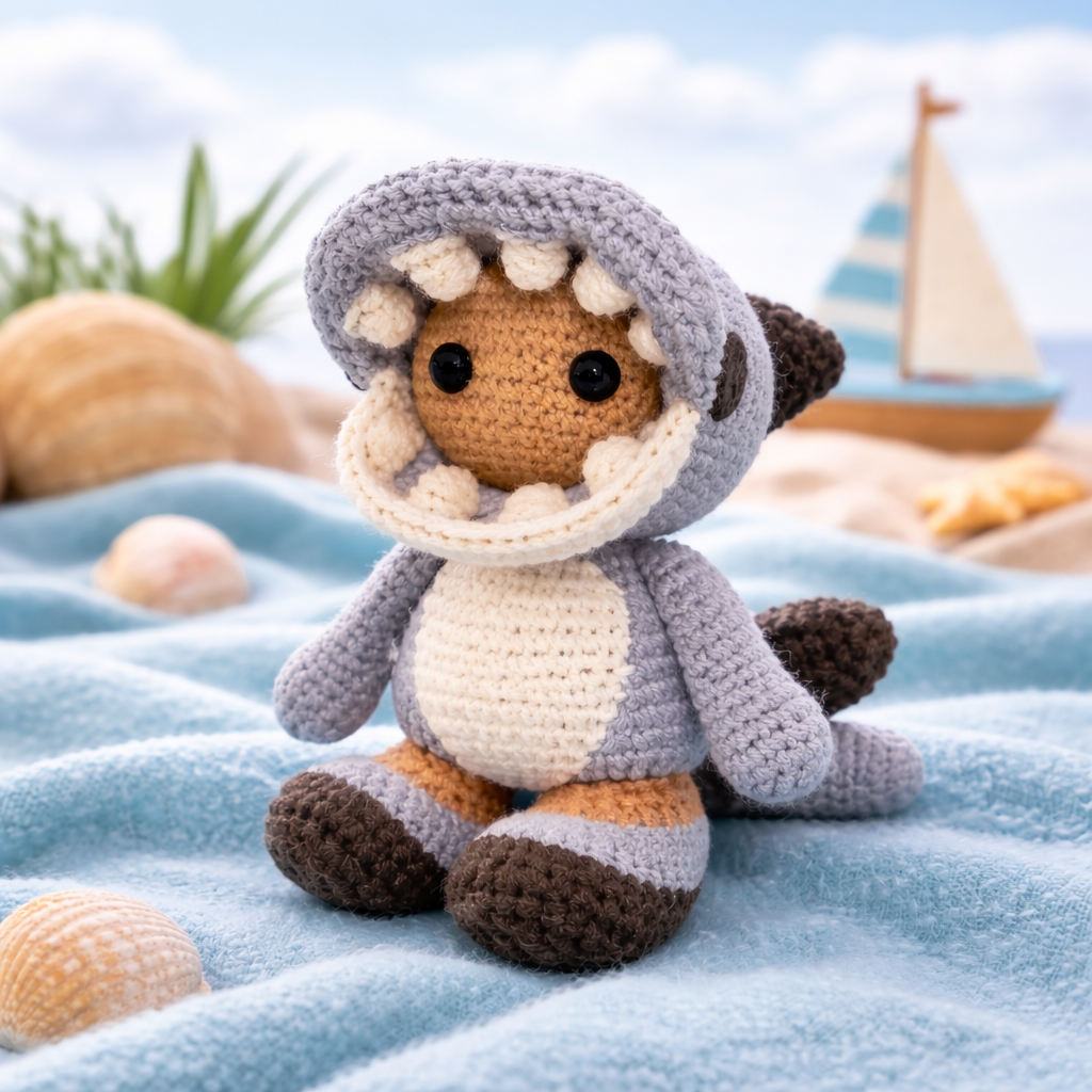 handmade crochet shark plush toy amigurumi shark boy doll