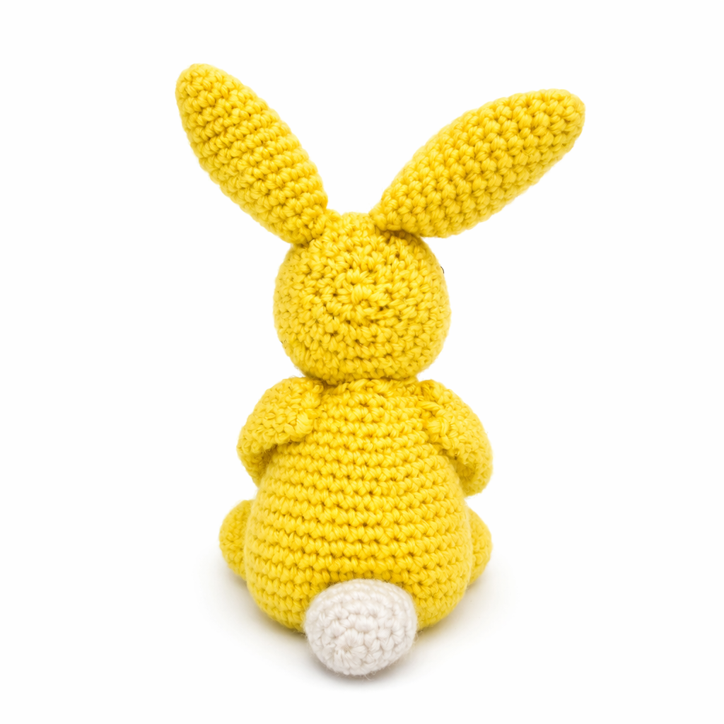 Handmade Crochet Yellow Bunny Plush – Amigurumi Rabbit Stuffed Toy – Easter Basket Gift
