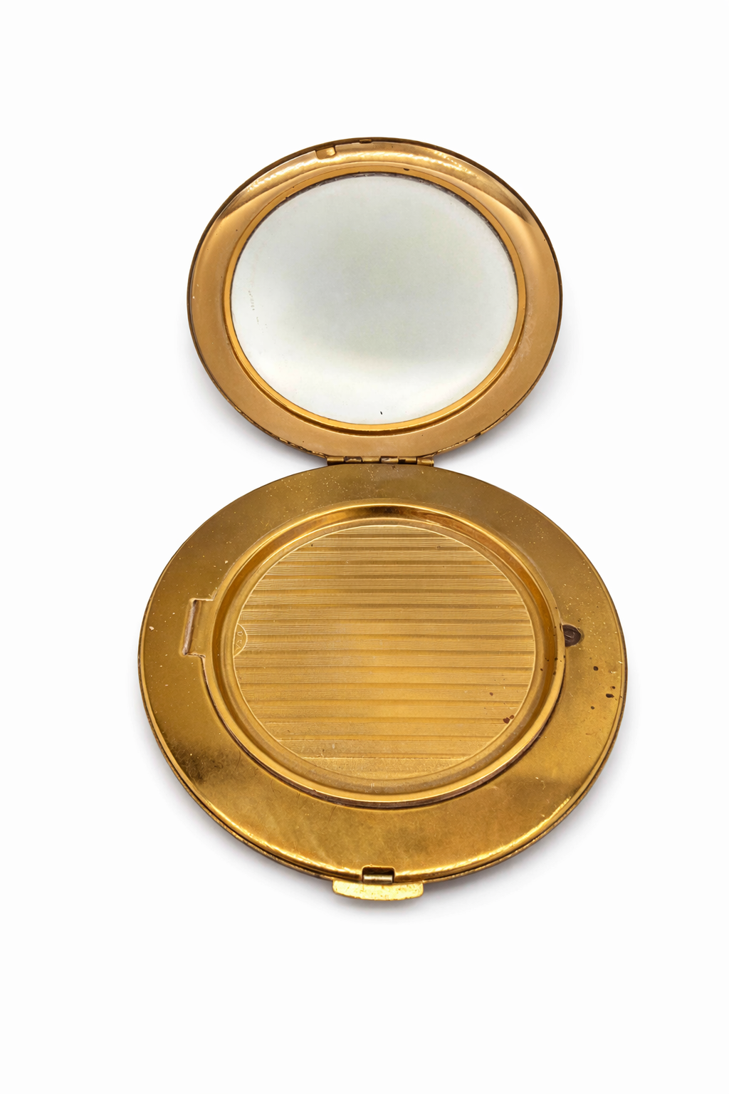 Elgin American Vintage Gold Floral Compact – 1940s Powder Compact w/ Mirror, Puff & Original Powder