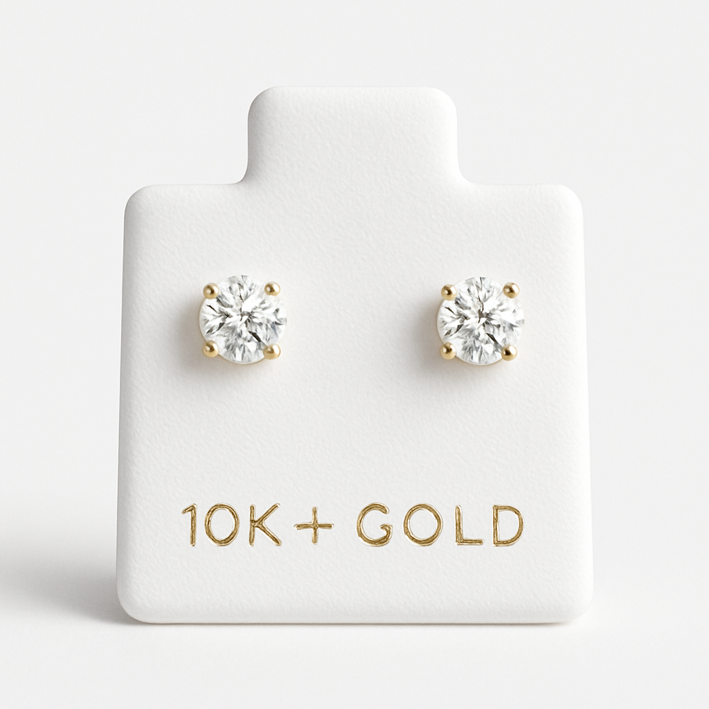 10K Solid Gold Children’s CZ Stud Earrings – Petite Sparkle