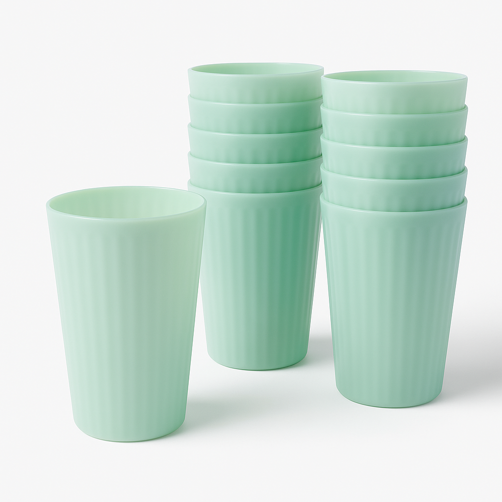 Mint Green Recycled Plastic Tumbler Set – 16-Cup Mega Bundle