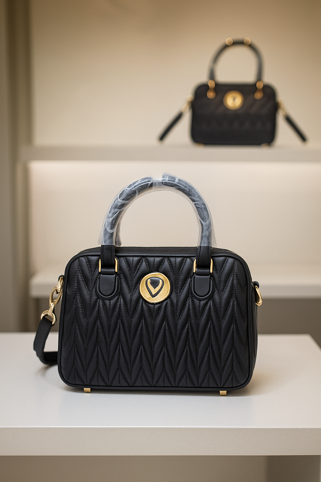 Valentino Orlandi Quilted Black Leather Handbag – Style V-4001G