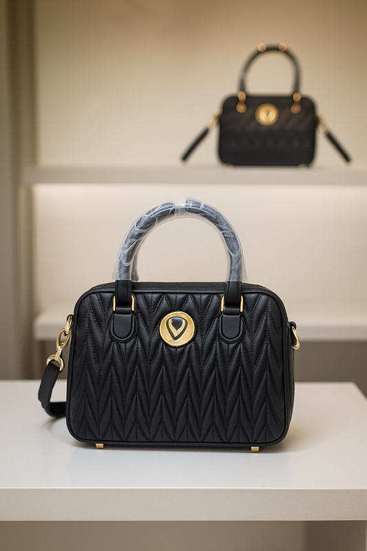Valentino Orlandi Quilted Black Leather Handbag – Style V-4001G