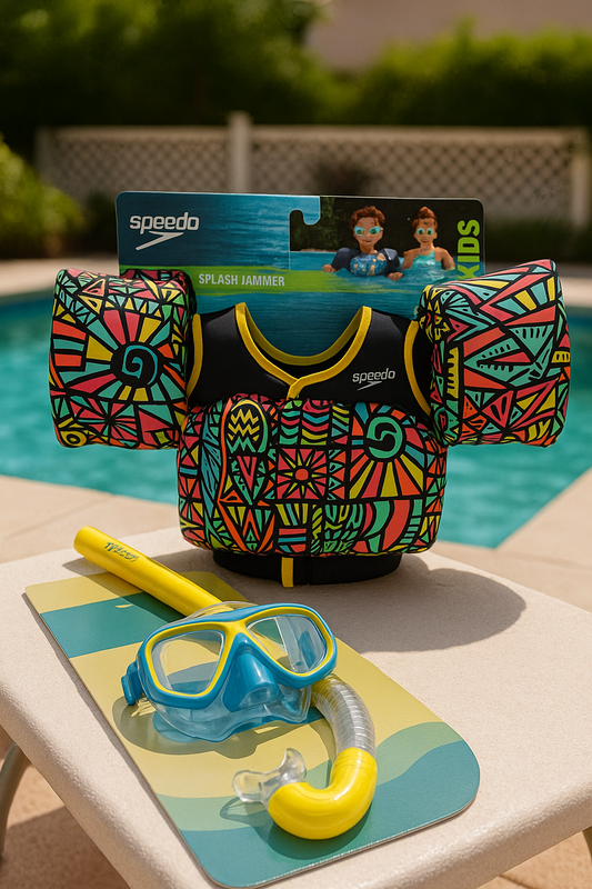 Kids Swim Safety Bundle — Speedo Splash Jammer + Snorkel Set (Ages 3–8)