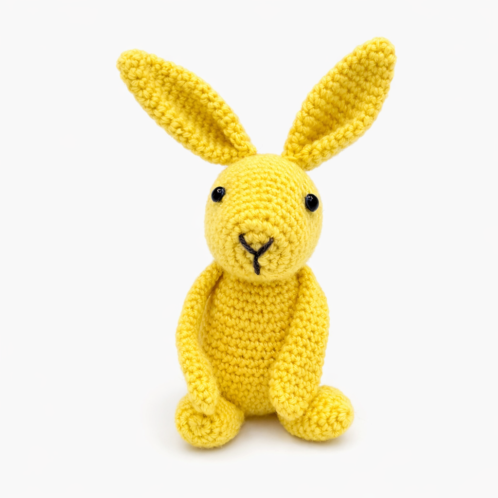 Handmade Crochet Yellow Bunny Plush – Amigurumi Rabbit Stuffed Toy – Easter Basket Gift