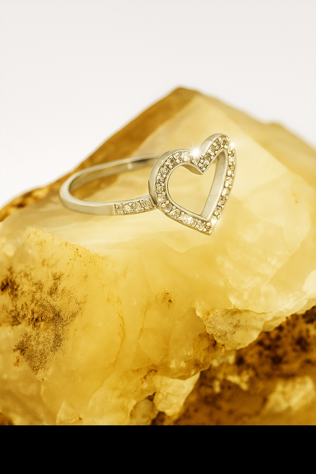 Sterling Silver Open Heart Diamond Ring (0.10 CTW) - Forever Love