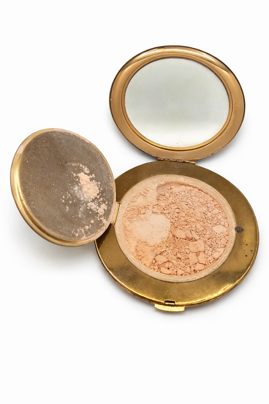 Elgin American Vintage Gold Floral Compact – 1940s Powder Compact w/ Mirror, Puff & Original Powder