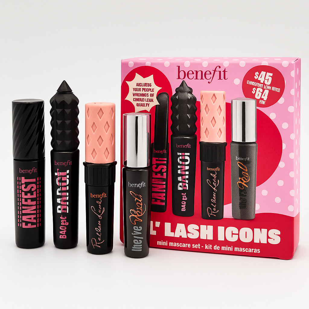 Benefit Cosmetics Lil’ Lash Icons Mini Mascara Set – 5-Piece Collection (Includes Free Sample)