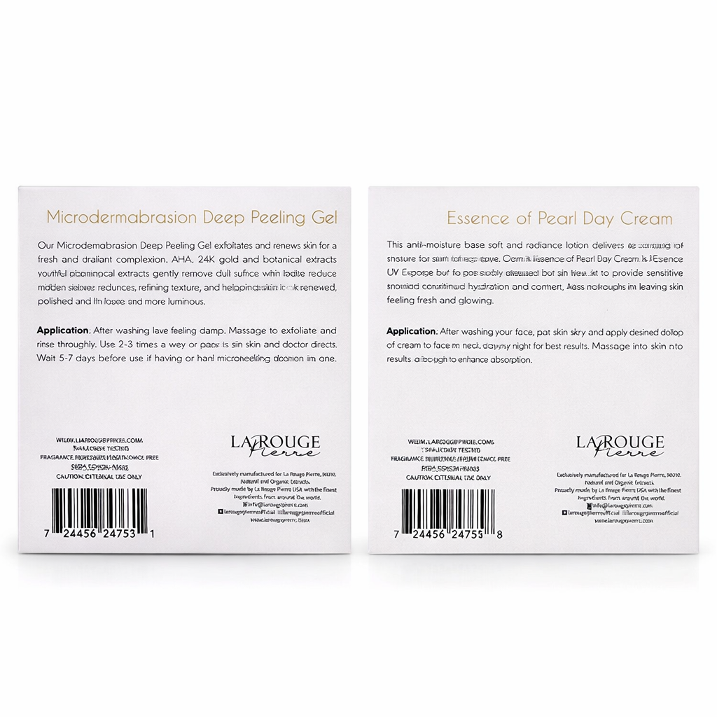 LaRouge Pierre – Crystal Collection Duo • Microdermabrasion Deep Peeling Gel + Essence of Pearl Day Cream