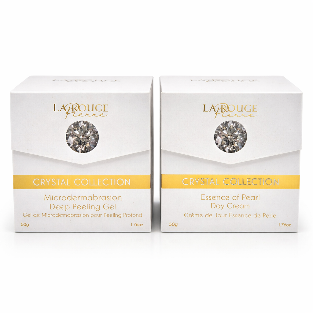 LaRouge Pierre – Crystal Collection Duo • Microdermabrasion Deep Peeling Gel + Essence of Pearl Day Cream