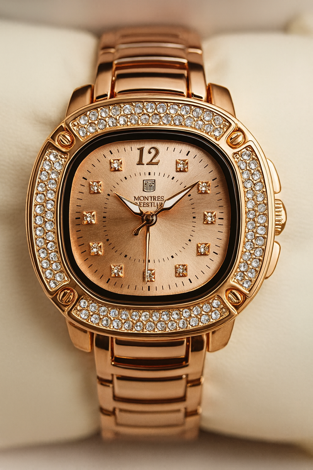 Montres Prestige Rose Gold Crystal-Accented Women’s Watch – MPW-0189