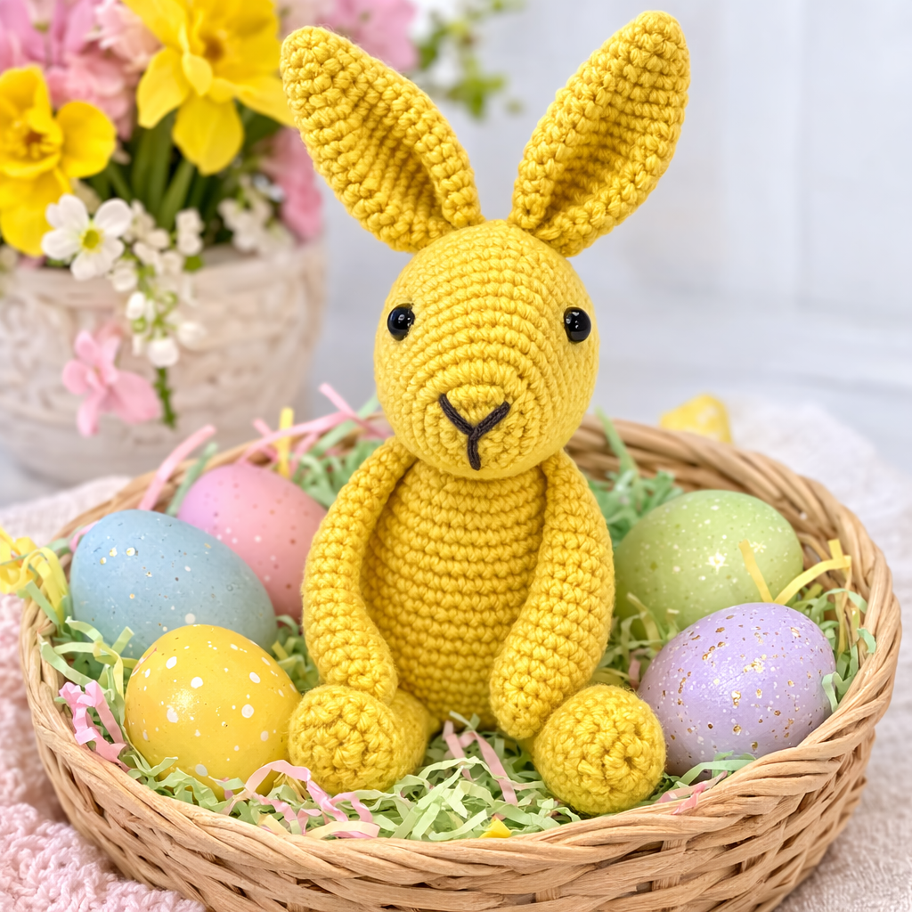 handmade crochet yellow bunny plush toy amigurumi rabbit doll