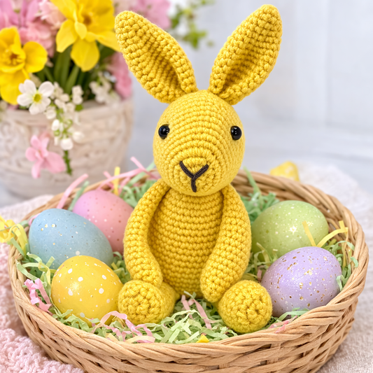 handmade crochet yellow bunny plush toy amigurumi rabbit doll