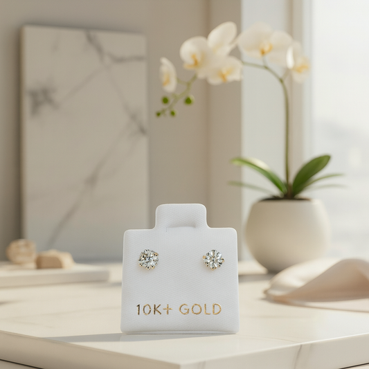 10K Solid Gold Children’s CZ Stud Earrings – Petite Sparkle