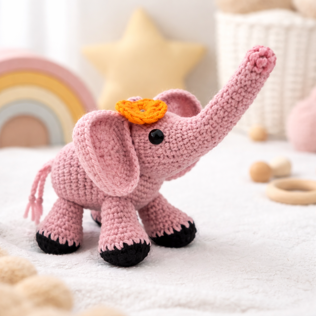 handmade crochet pink elephant plush toy amigurumi elephant doll