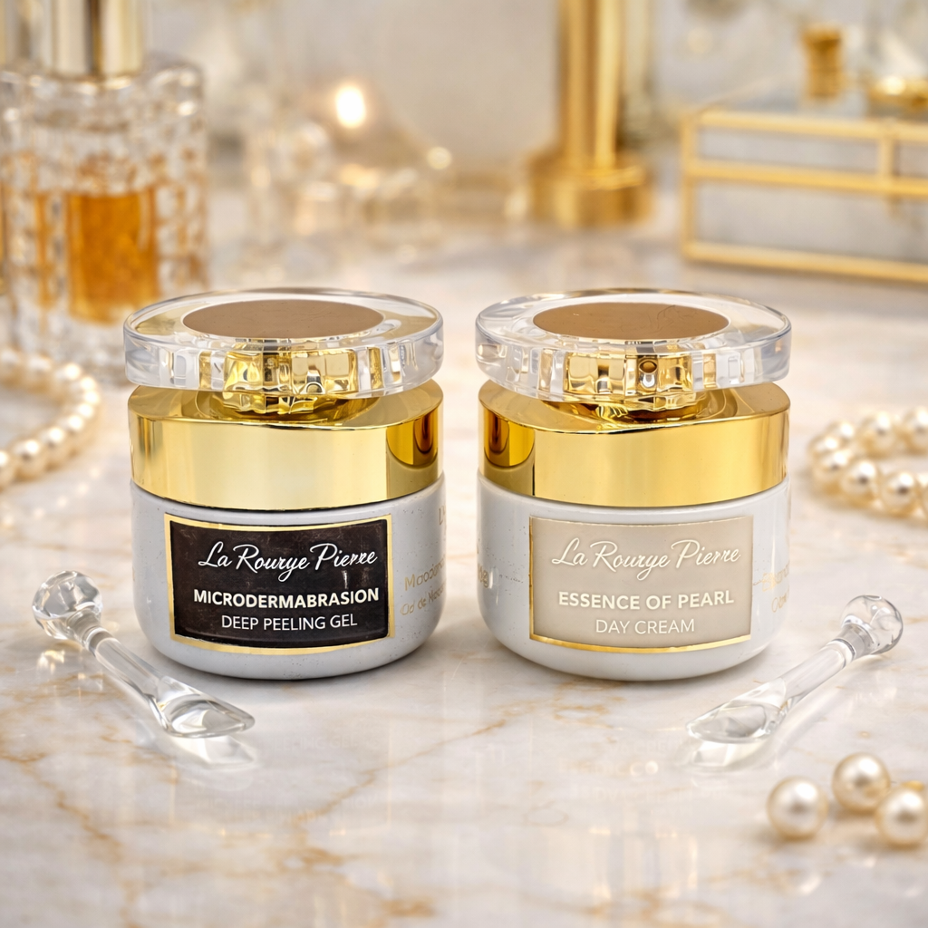 la rouge pierre microdermabrasion deep peeling gel and essence of pearl day cream skincare set