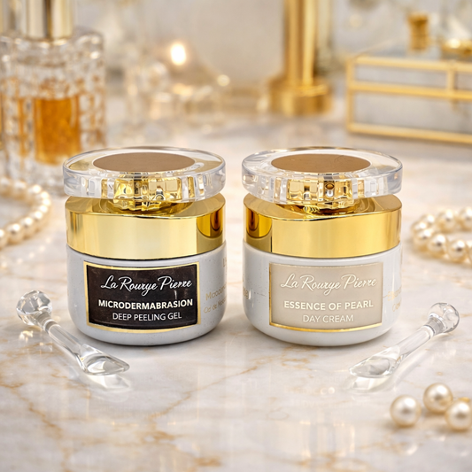 LaRouge Pierre – Crystal Collection Duo • Microdermabrasion Deep Peeling Gel + Essence of Pearl Day Cream