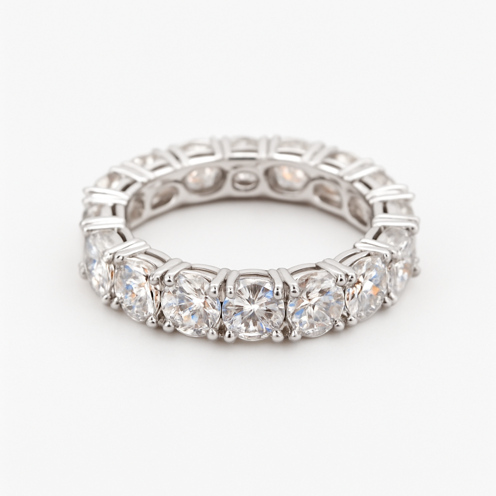 Sterling Silver Moissanite Eternity Band – 6.30 CTTW | Size 9
