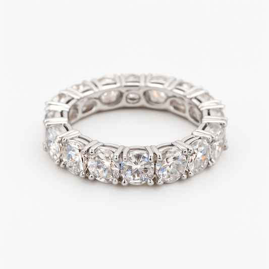 Sterling Silver Moissanite Eternity Band – 6.30 CTTW | Size 9