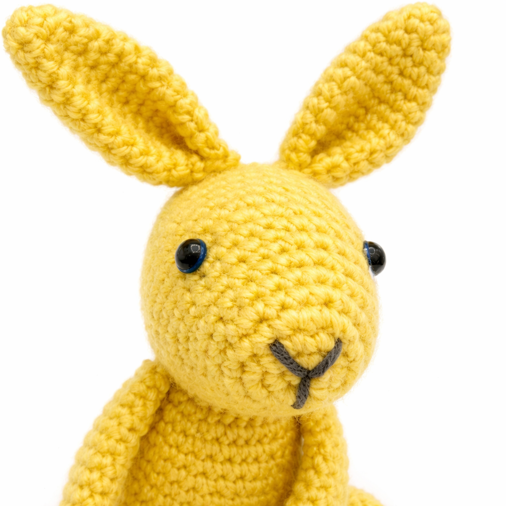 Handmade Crochet Yellow Bunny Plush – Amigurumi Rabbit Stuffed Toy – Easter Basket Gift