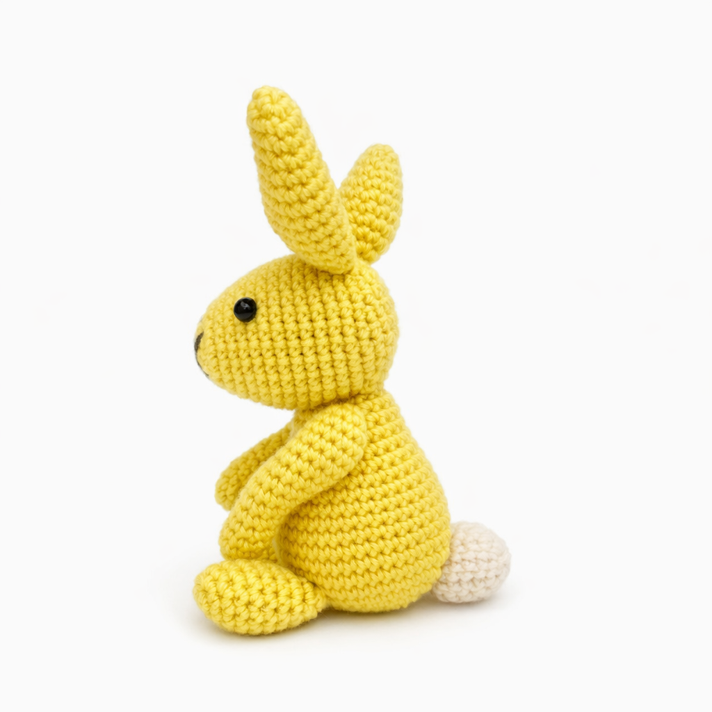 Handmade Crochet Yellow Bunny Plush – Amigurumi Rabbit Stuffed Toy – Easter Basket Gift