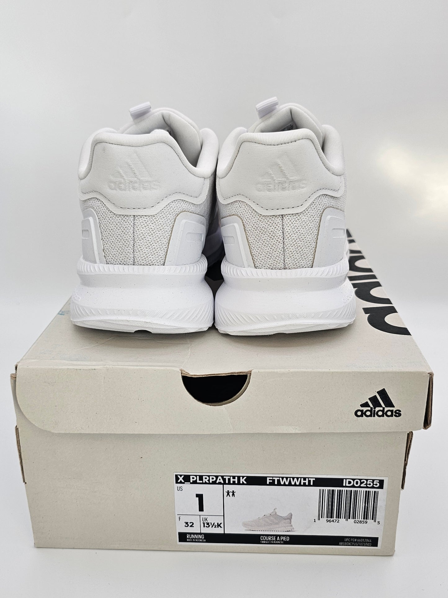 Adidas X_PLRPATH K Kids’ Running Shoes – Size 1Y | Triple White
