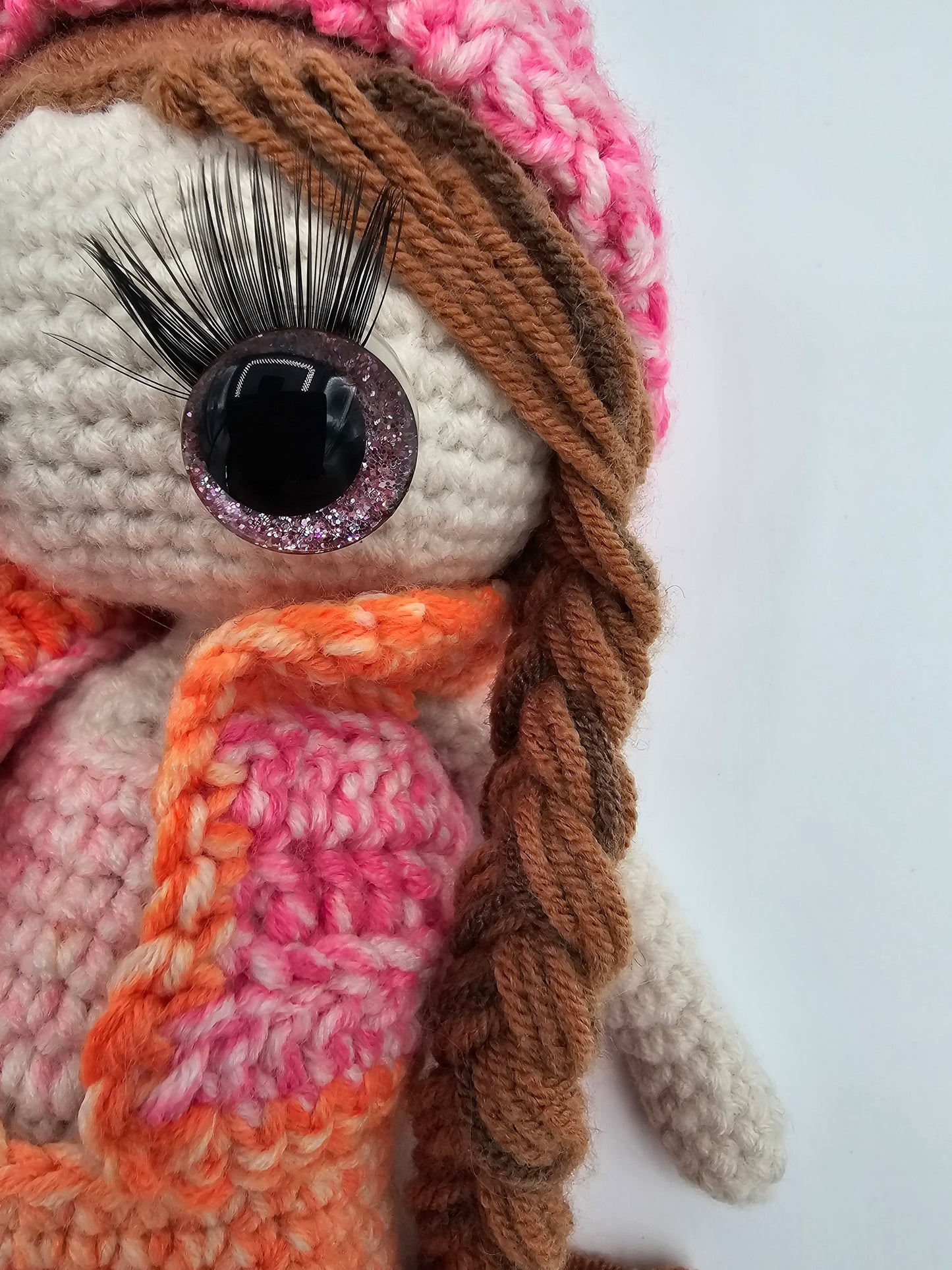 Handmade Crochet Doll – Orange & Pink Outfit