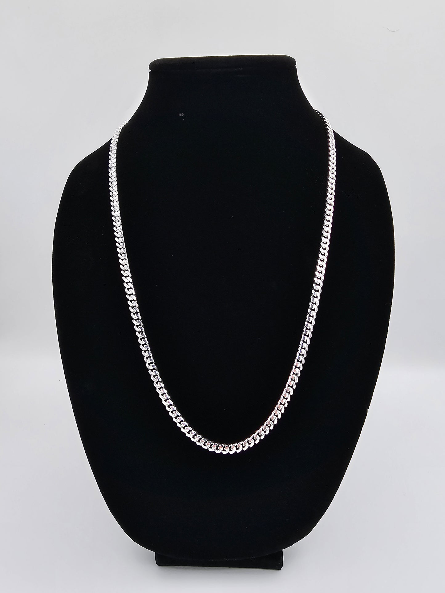 Solid .925 Sterling Silver Cuban Link Chain Necklace | 26" | BSI Marked